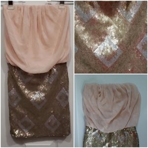 Charlotte Russe Strapless sequin dress peach Sm